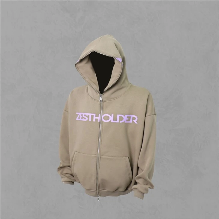 Full Zip Up Hoodie Screen Print China Factory